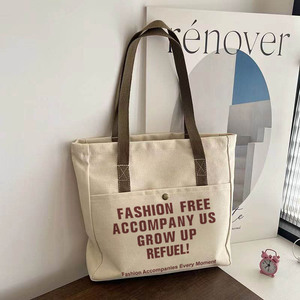 Women's <b>canvas</b> <b>bag</b>, trendy and versatile, <b>large</b> capacity, perfect for carrying books or as a student to carry to class. - Product Image 2