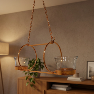Support de bougie suspendu en laiton artisanal ultime, design circulaire, décoration d'intérieur, porte-bougie vide - Product Image 1
