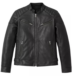 Mens Black Leather <b>Jacket</b> Biker Style <b>Slim</b> <b>Fit</b> Zipper <b>Jacket</b> Casual Winter Motorcycle <b>Jacket</b> for Men - Product Image 3