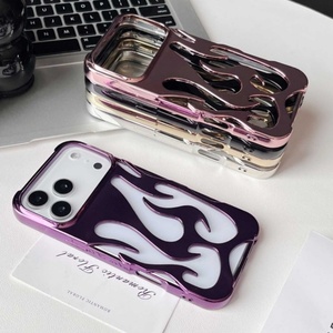 Coque de téléphone portable 3D en TPU électroplaqué motif flamme pour iPhone 11 12 13 14 15 16 17 Pro Max, avec perforations pour dissipation thermique - Product Image 4