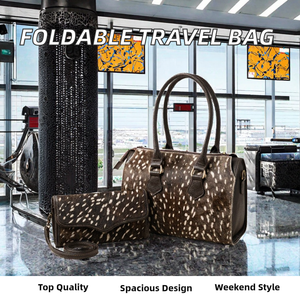 NEW Luxury Fashion Hot Sale <b>Foldable</b> Suits Duffel Traveling Bag Wheel <b>Trolley</b> Case Large Capacity Weekender Genuine Leather - Product Image 2