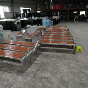 Plastica legno acciaio inossidabile metallo parco panca in legno panca giardino esterno banco per la lavorazione del legno - Product Image 5