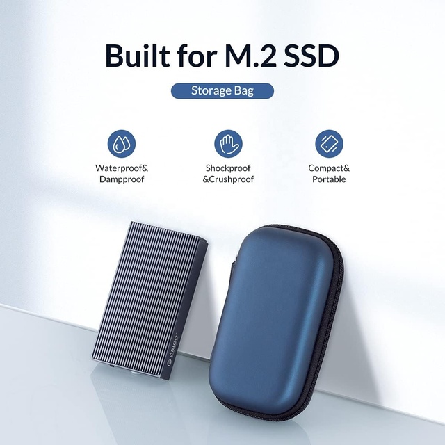 Custom Logo Water Proof PU Hard Shell EVA Hard Drives Disk Ssd Carry Case for External M.2 SSD - Case Only