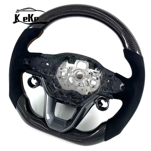 Volant personnalisé en suède noir et fibre de carbone pour Seat Leon Ateca <span class=keywords><strong>Tarraco</strong></span> 2020-2021, accessoires intérieurs - Product Image 3