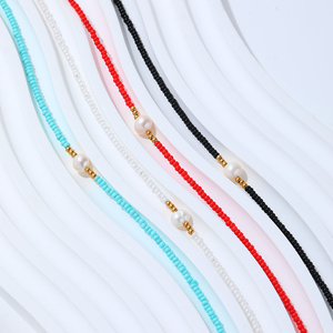 Tùy chỉnh cao cấp thép không gỉ Bohemia Turquoise Đỏ Đen Trắng hạt nhỏ hạt ngọc trai thật choker ngọc trai nước ngọt Vòng cổ - Product Image 2