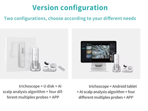 Nouvel analyseur de cuir chevelu 3-en-1, trichoscope alimenté par l'IA avec 8 spectres, 36MP de caméras, test d'humidité et détection des plis capillaires - Product Image 2