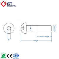 Tahan korosi ISO7380-1 standar SS316 A4-70 M8 Diameter 20mm panjang warna alami tombol soket segi enam sekrup kepala