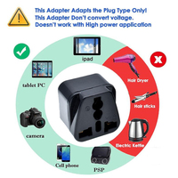 Adaptateur de prise de voyage standard à 3 broches (type J) pour diverses prises nationales, en matériau ABS, courant nominal 10A, certifié CE