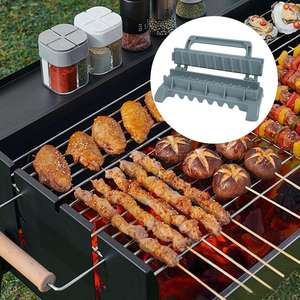 Wholesale Modern Outdoor Manual Meat <b>Threading</b> <b>Tool</b> Metal Skewer Plastic Handle Custom Logo Flat Shape for Camping BBQ Includes - Product Image 3