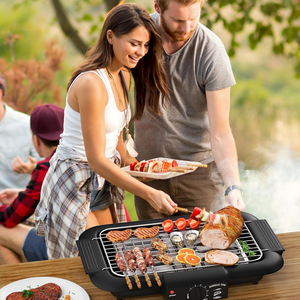 <span class=keywords><strong>Barbecue</strong></span> électrique sans fumée, antiadhésif, hauteur réglable, pour intérieur/extérieur, 2000W, haute puissance, double tube, amovible, portable - Product Image 1