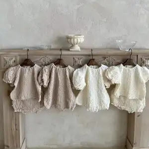 Groothandel Zomer Zoete Effen Baby Baby Meisjes Romper Kleding Sets