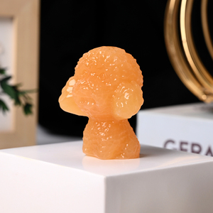 Venta al por mayor de animales de cristal natural: Cachorro de perro Bichón Frisé tallado en calcita amarilla - Product Image 2