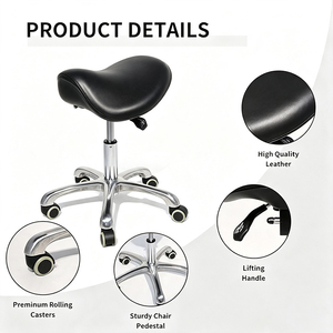 Taburete de sillín de alta resistencia sin respaldo, ergonómico, giratorio, con ruedas, para masajes, tatuajes y salones de belleza - Product Image 2