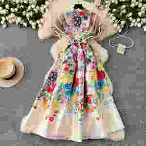 Vestido Midi Casual con Cuello en V para Mujer, Talla Grande, Primavera 2025, Estilo Túnica, con Estampado de Patchwork, Volantes y Malla, Color Negro - Product Image 3