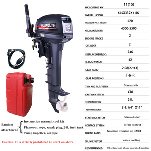 Moteur hors-bord 2 temps 15 CV, moteur de bateau à essence avec une forte <span class=keywords><strong>propulsion</strong></span> pour les bateaux de pêche/bateaux de travail - Product Image 5