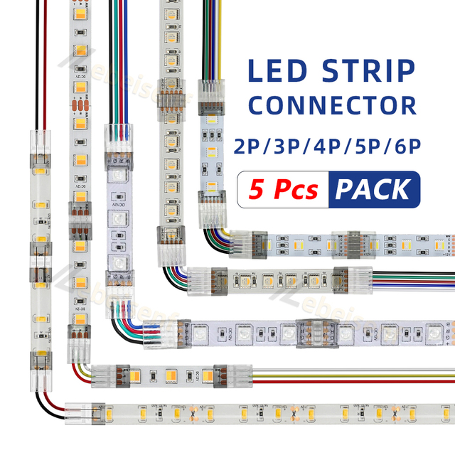 8mm 10mm 2Pin 3Pin 4Pin 5Pin 6Pin 12mm IP20 IP65 PC LED Strip Connectors with Copper Tinned Contact Quick Connectors