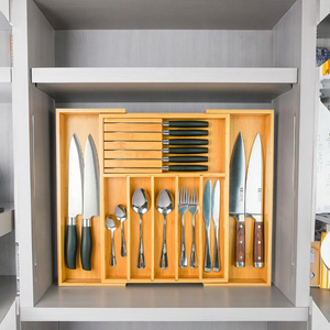 <span class=keywords><strong>Homex</strong></span> Moderner Rechteckiger Bambus Einlagiger Tragbarer Stehender Multifunktionaler Küchenschubladenorganizer für Utensilien - Product Image 6