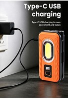 Lámpara de Trabajo Portátil de 7 Modos, Lámpara de Inspección LED con Tubo Flexible, Recargable, COB XTE, Magnética, con Indicador de Batería