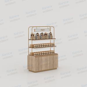 Kainice Présentoir à pain frais Armoire à plateaux en bois et métal pour pain grillé Pâtisserie Support à pain élégant avec haute visibilité - Product Image 4