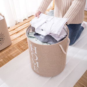 Laundry Basket Canvas Round Home Car Use Large Small Size Clothing Organizer Portable Drawstring Storage - Product Image 3