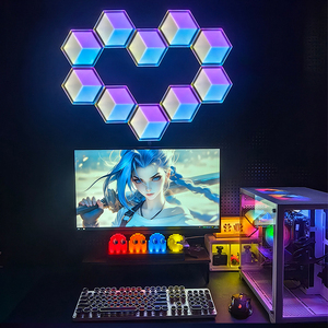 3D <span class=keywords><strong>LED</strong></span> Wand leuchte Hexagon RGB Smart Light Bunt veränderbare App-Steuerung Musik synchron isation Wifi Modulares Licht für Spielzimmer - Product Image 4