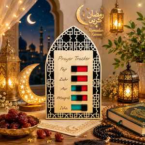 Customize Eid Ramadan <b>Muslim</b> Children <b>Gift</b> Islamic Chart With Sliders Wooden Kids Prayer Tracker - Product Image 2