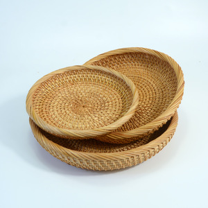 Panier <span class=keywords><strong>de</strong></span> rangement rond en rotin naturel tressé NFS, panier à <span class=keywords><strong>fruits</strong></span> décoratif pour la cuisine, petit panier en osier - Product Image 1