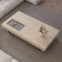 Table basse carrée suspendue contemporaine en marbre noir rose de qualité supérieure, style minimaliste italien, table de salon de luxe