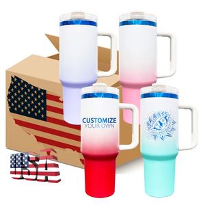 New Arrival <b>40oz</b> Ombre Color Blue Plated Adventure Mug <b>with</b> <b>Handle</b> 40 oz Powder Coated Travel Coffee Beer <b>Tumbler</b> Cup for Vinyl - Product Image 1