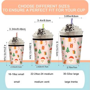 Fundas Personalizadas para Vasos de Café Helado de Navidad, Reutilizables, Aislantes, de <span class=keywords><strong>Neopreno</strong></span>, para Vasos de 16-32 oz - Product Image 3