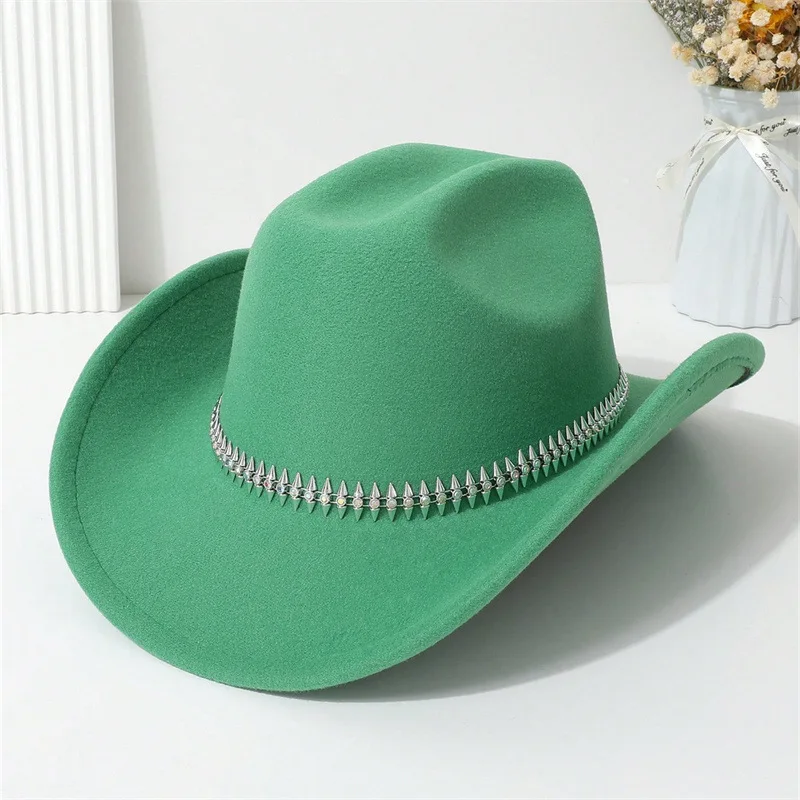 Green Velvet Crochet Cowboy Hat with Chain Detail Serratelli Pine Wool Cowboy Hat – Willow Lane Hat Co main image 3