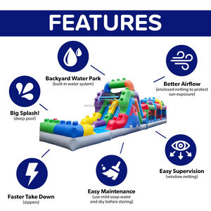 Parcours d'obstacles gonflable avec toboggan aquatique, PVC <span class=keywords><strong>de</strong></span> qualité commerciale, défi <span class=keywords><strong>de</strong></span> jardin pour les jeux en plein air, location commerciale - Product Image 4