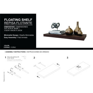 Iva <b>Floating</b> Shelf Melamine Cognac Wall Display Shelves Set Of 2 - Product Image 4