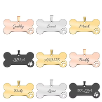 Plaques d'identification pour animaux de compagnie en acier inoxydable multicolores personnalisées, en forme d'os, pour gravure au laser UV, sortie d'usine