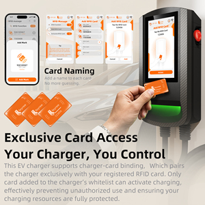 Borne de recharge murale EV Type 1 Feyree avec autorisation par carte RFID, 7,6 kW, écran tactile 7 pouces, contrôle par application, mise à jour OTA, historique de charge, chargeur de voiture 12 kW - Product Image 2
