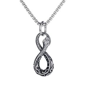 MECYLIFE <span class=keywords><strong>Serpent</strong></span> <span class=keywords><strong>Python</strong></span> Pendentif Acier Inoxydable Infinity <span class=keywords><strong>Serpent</strong></span> Collier Cobra Collier pour Hommes - Product Image 1