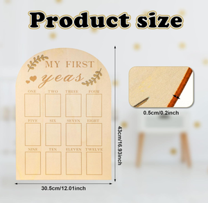 12 mois nouveau-né souvenir cadeau 1er <span class=keywords><strong>anniversaire</strong></span> fille garçon décoration ma première année cadre Photo bois bébé croissance cadre Photo - Product Image 2