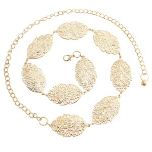 Cadena de cintura metálica con decoración de hojas para mujer, cadena corporal de moda, accesorio fino de aleación de zinc para vestido, uso diario, de una sola vuelta - Product Image 5