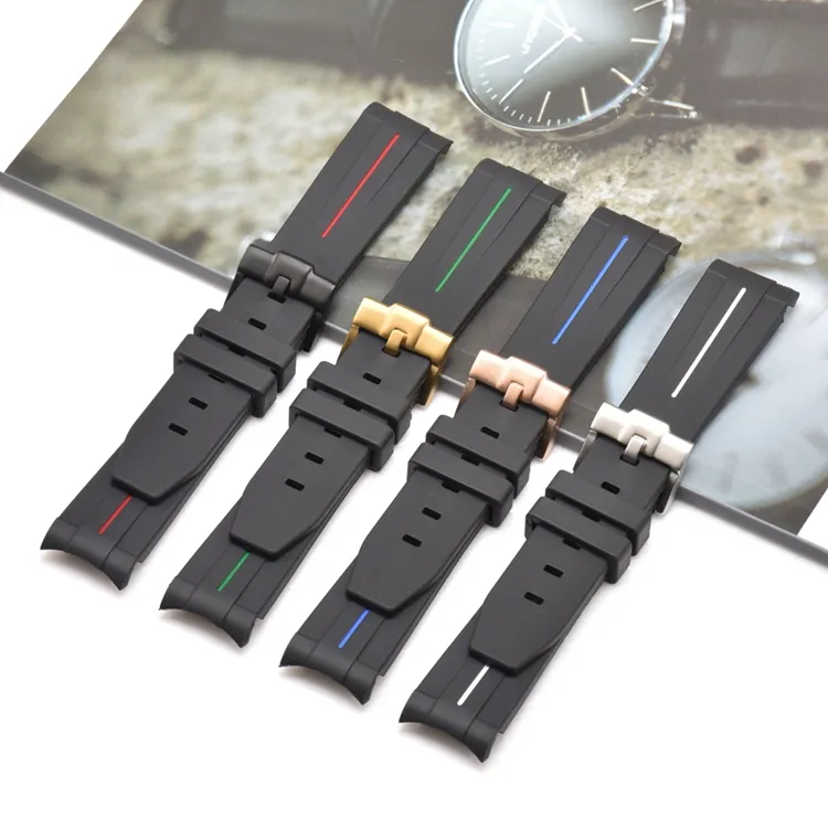 For Rolex Strap Watch band Men Replacement Wrist Watch Accessories Curved End 20mm 22mm 21mm Rubber Silicone TPU Watch Band