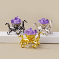 Ornement en cristal d'améthyste électroplaqué en forme de pieuvre, fleur d'améthyste brute en forme de pieuvre pour la décoration intérieure et la collection