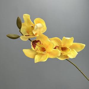 Vente en gros de plantes d'orchidée <span class=keywords><strong>cymbidium</strong></span> à 8 têtes, en latex, toucher réel, blanc et vert, imperméables, décoration moderne pour Thanksgiving, Noël, mariage - Product Image 5