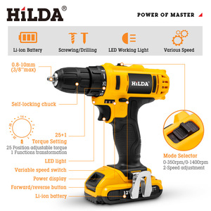 Li-ion Battery Cordless Drill Set 10mm Drilling Diameter OEM Customizable Multi-Purpose Industrial Use Electrical <b>Tool</b> Kit - Product Image 4