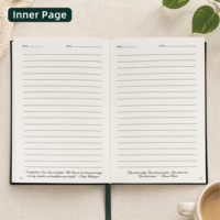 Diario Guiado de Reflexión y Mindfulness con Cubierta de Tela de Lino Verde Oscuro Personalizada, Encuadernado Cosido y con Marcapáginas de Cinta