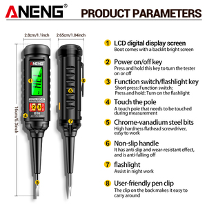Aneng B16 lntelligent cảm biến kỹ thuật số đo bút không tiếp xúc 12V-300V điện áp Detector NCV Điện áp thăm dò Tester Meter công cụ - Product Image 5