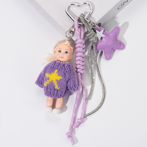 Porte-clés poupée JS <span class=keywords><strong>Extra</strong></span> Minis 4,5 pouces, poupée blonde avec cordon en strass, joli porte-clés et accessoires pour sac pour femme - Product Image 4