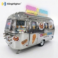 Remolque de Comida Móvil Totalmente Equipado, Camión de Comida Personalizado Vintage con Cocina Completa para Helados, Panadería, Café y Waffles en Venta