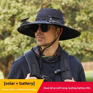 Người Đàn Ông Của Kích Thước Lớn Nhanh Chóng-Khô Mặt Trời <span class=keywords><strong>Hat</strong></span> Cắm Trại Ngoài Trời Đi Bộ Đường Dài Câu Cá Năng Lượng Mặt Trời Sạc Ngư Dân <span class=keywords><strong>Hat</strong></span> Rộng Brim Xách Tay Mặc Người Quạt - Product Image 6