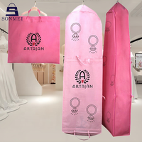 Couvre-robe de mariée longue pliable portable rose avec logo personnalisé poussière de mariée