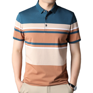 <b>Men's</b> Plain Dyed Striped Knitted for <b>Shirt</b> Short Sleeve Casual Button Design Regular Fit Customized Design Logo Anti-Wrinkle - Product Image 1