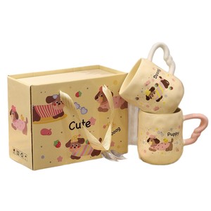 Taza de cerámica de dibujos animados de perro salchicha de alto valor Taza linda de café y agua para el <span class=keywords><strong>desayuno</strong></span> con regalo de cortesía para ocasiones - Product Image 5